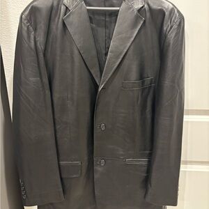 Men's Black Leather Blazer